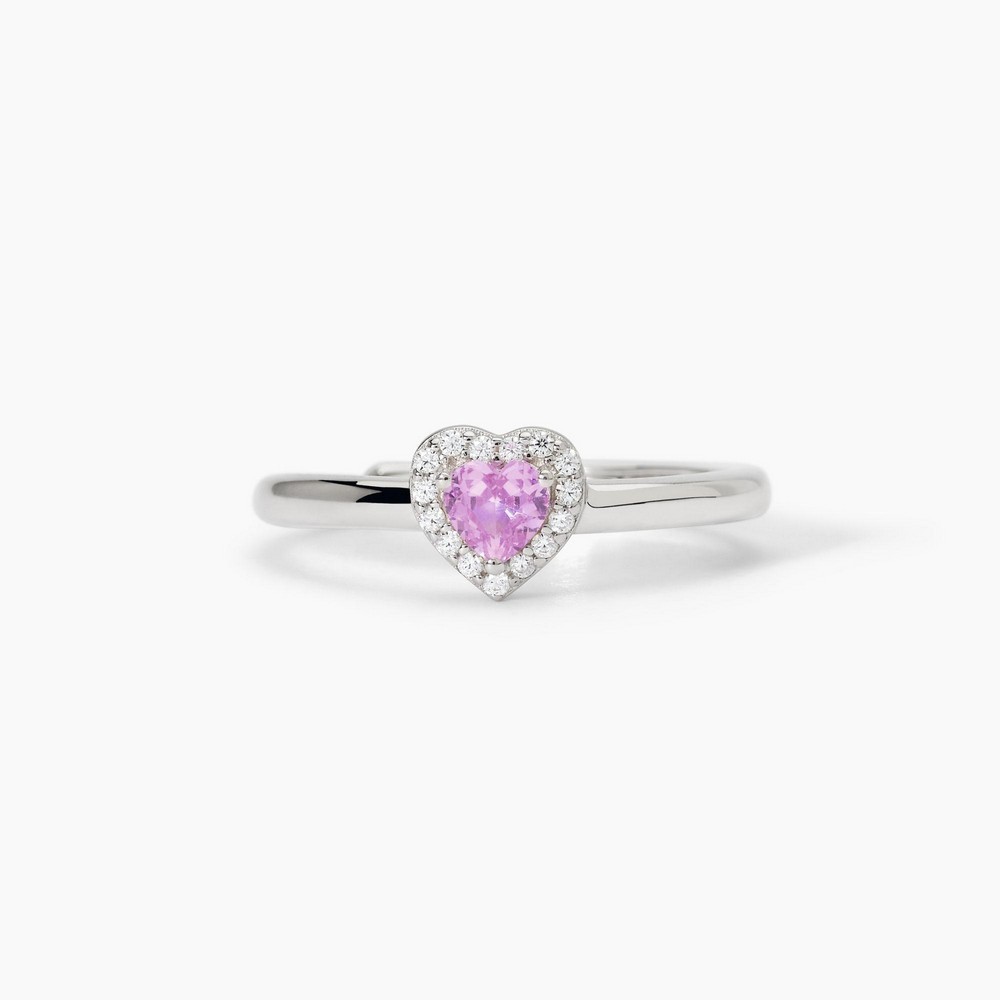 1 - Pink heart cut ring with zirconia Mabina 523383 women silver