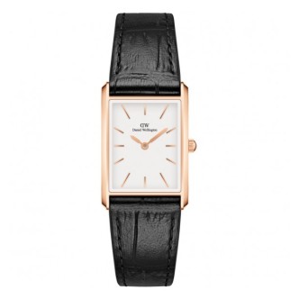 1 - Daniel Wellington The Bound women's watch white background DW00100693 black leather strap