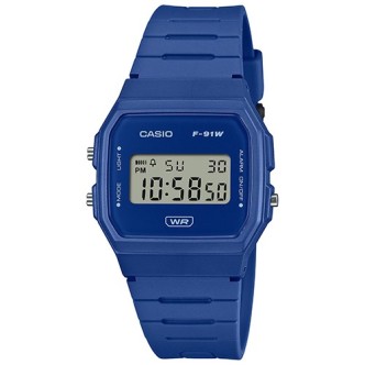 1 - Orologio uomo Casio digitale blu F-91WB-2A1EF cassa e cinturino in resina