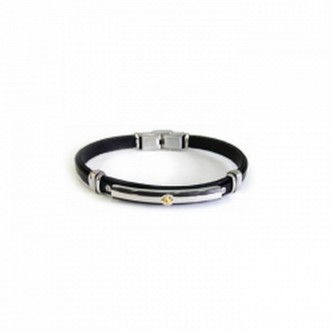 1 - Bracciale Zancan ESB032-MA pelle ed acciaio collezione BE1