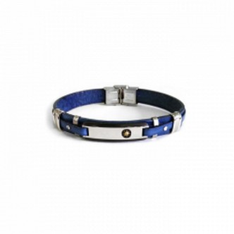 1 - Bracciale Zancan ESB033-BL pelle ed acciaio collezione BE1