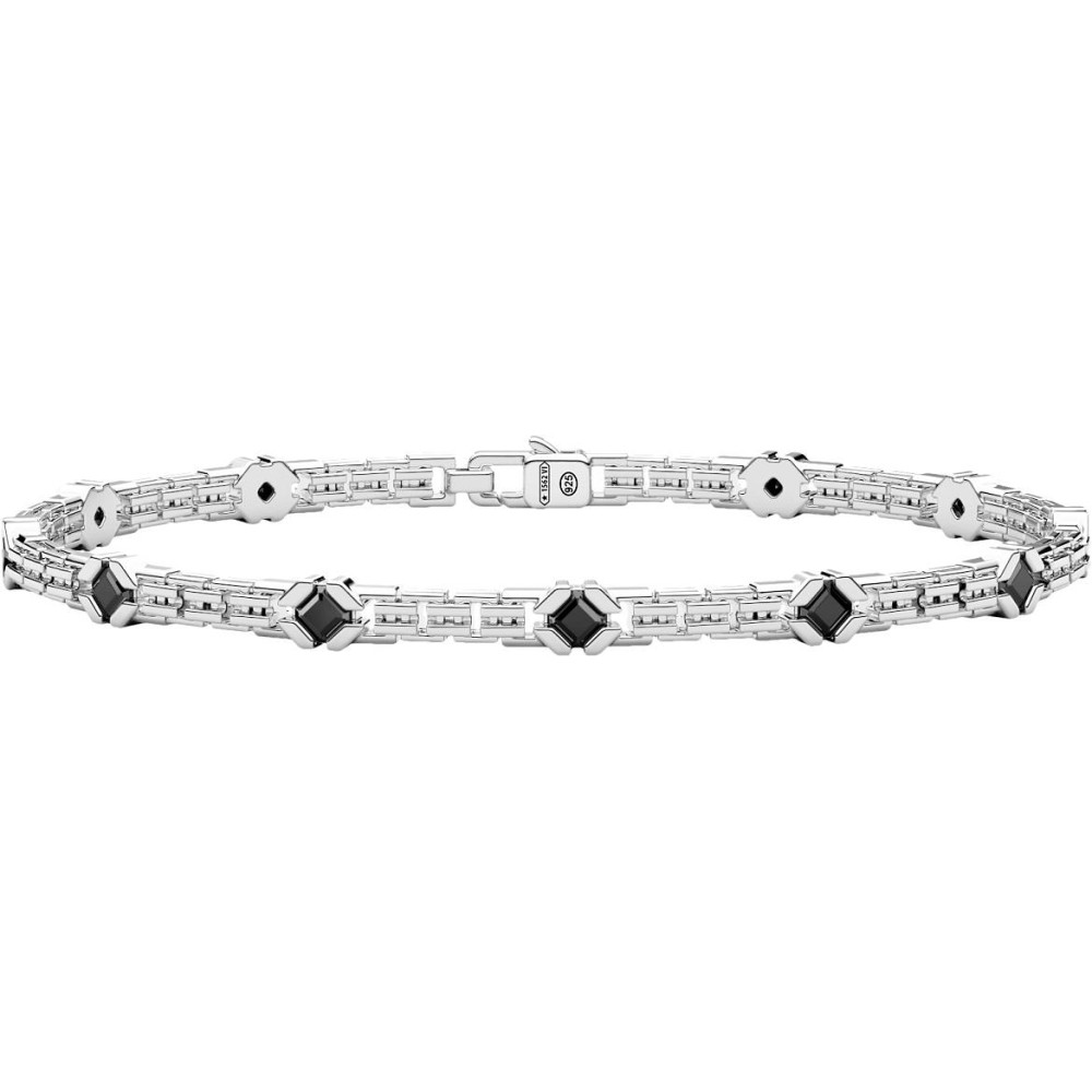 1 - Zancan Men's Bracelet 925 Silver with Black Spinels ESB314-NE