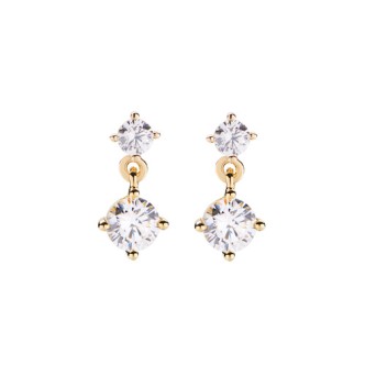 1 - Women's earrings 925 Silver Amen Princess ETOGB with white zirconia and gold plating