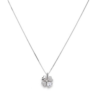 1 - Amen CLPCQBB Women's Quadricuore Necklace 925 Silver with White Zirconia