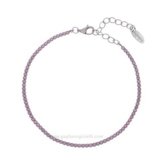 1 - Bracciale donna Tennis Argento 925  Amen con zirconi rosa BT1BRO17