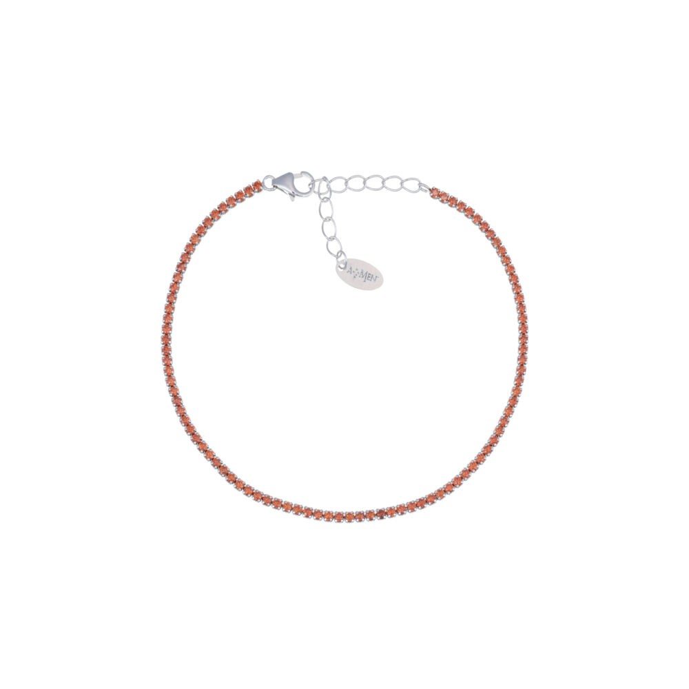 1 - Women's Tennis Bracelet 925 Silver Amen with Orange Zirconia BT1BAR17