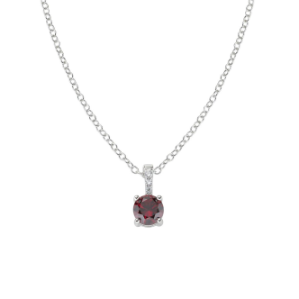 1 - Women's necklace point light Silver Amen Lady CLCIPBBRZ with red zirconia