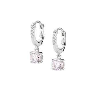 1 - Women's hoop earrings Silver Amen Lady with pink zirconia ECIPBBROZ