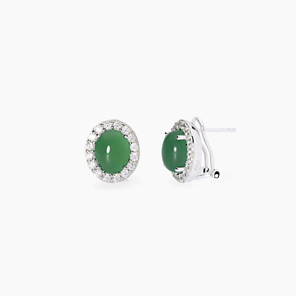 1 - Orecchini donna agata verde Argento Mabina 563777 con zirconi