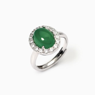 1 - Mabina Women's Ring 925 Silver Green Agate and Zirconia 523415