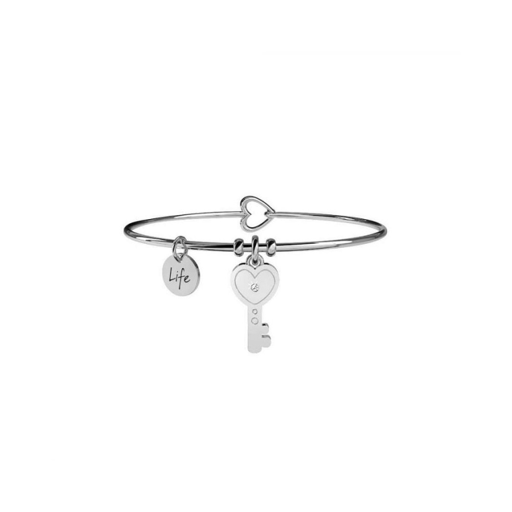 1 - Bracciale Kidult 231558 ciondolo chiave in acciaio 316L con cristalli collezione Symbols