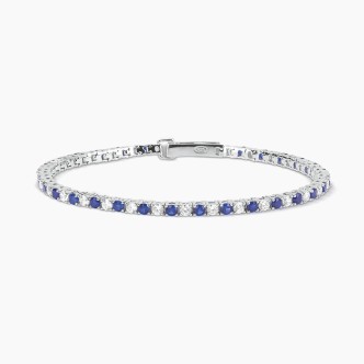 1 - Mabina Women's Tennis Bracelet Sapphires 925 Silver with Zirconia 533456-17