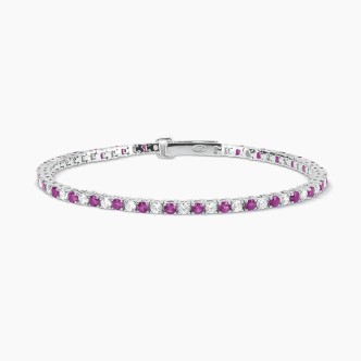 1 - Mabina Women's Tennis Rubies Bracelet 925 Silver with Zirconia 533457-17