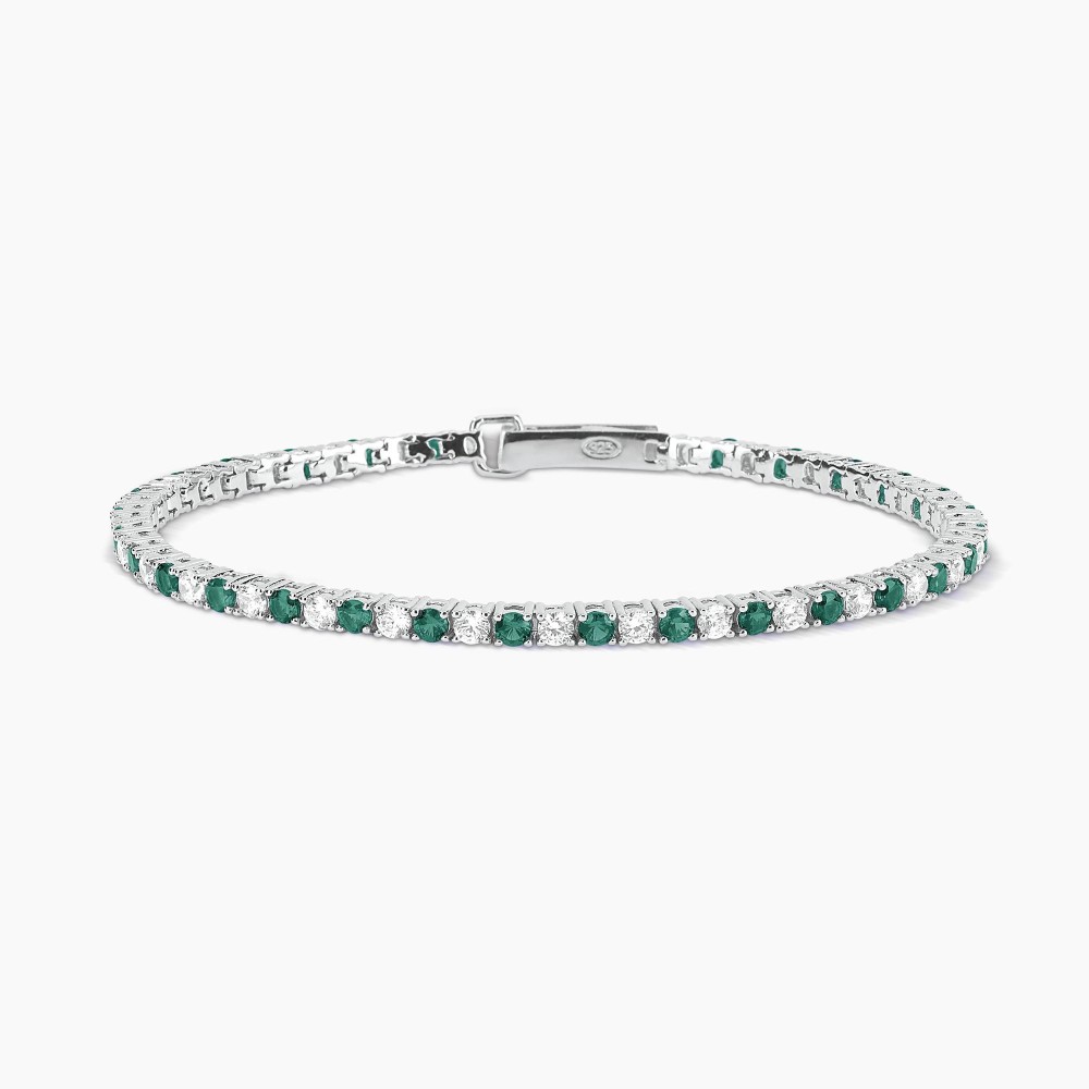 1 - Mabina Women's Tennis Emerald Bracelet 925 Silver with Zirconia 533458-17