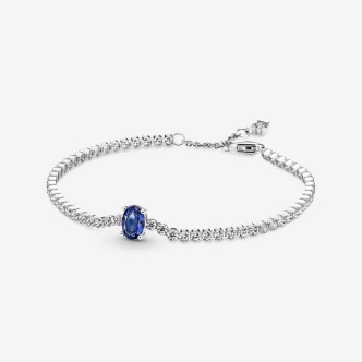 1 - Bracciale donna tennis Pandora Argento 925 con zirconi e pietra blu 590039C01-18