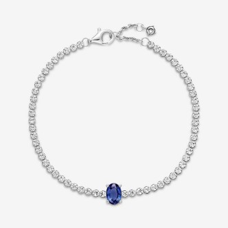 1 - Pandora Women's Tennis Bracelet 925 Silver with Zirconia and Blue Stone 590039C01-18