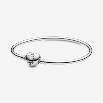 1 - Pandora Rigid Bracelet Silver 925 with Heart Clasp 596268-19