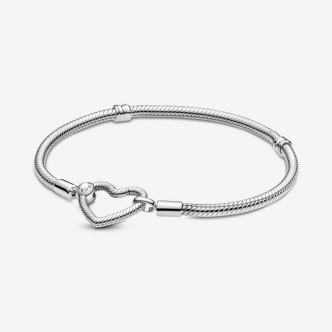 1 - Pandora women's basic bracelet heart closure 599539C00-17 Snake mesh