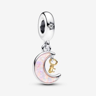 1 - Pandora Women's Charm Moon Key 762685C01 925 Silver with Crystals