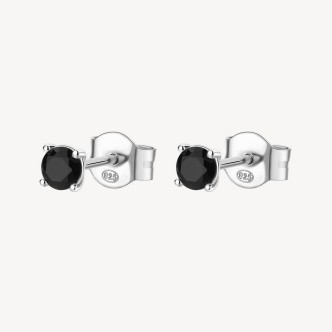 1 - Brosway FMB40 women's silver stud earrings with black zirconia