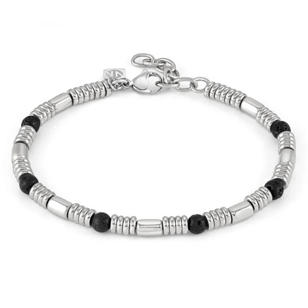 1 - Nomination Instinctstyle men's steel bracelet with black lava stones 027929/036.