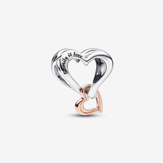 1 - Pandora Women's Charm Openwork Infinite Heart Family is Love 782642C00 925 Silver 14K Rose Gold Plating