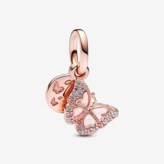 1 - Charm pendente donna farfalla rosa Pandora 782555C01 placcato con oro rosa 14K