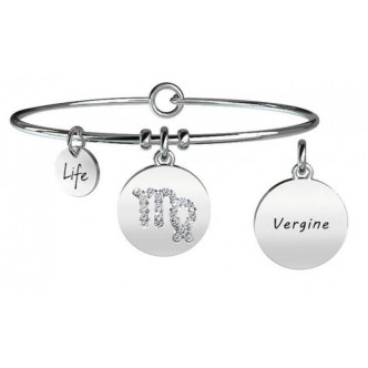 1 - Bracelet Kidult 231584 pendant with Virgin sign in 316L steel with crystals Symbols collection