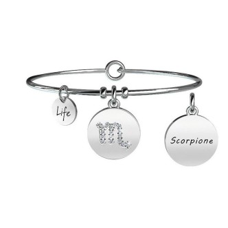 1 - Bracciale Kidult 231586 ciondolo con segno Scorpione in acciaio 316L con cristalli collezione Symbols