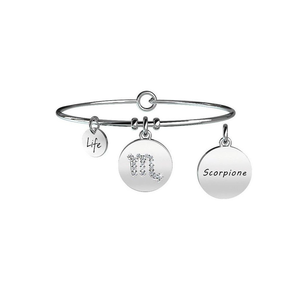 1 - Bracciale Kidult 231586 ciondolo con segno Scorpione in acciaio 316L con cristalli collezione Symbols