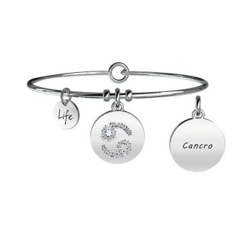 1 - Bracciale Kidult 231582 ciondolo con segno Cancro in acciaio 316L con cristalli collezione Symbols