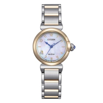 1 - Citizen Eco Drive Maybell Mini women's watch mother of pearl bottom EM1136-87D two-tone steel case and bracelet