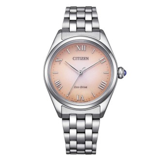 1 - Orologio donna Citizen Lady Eco Drive fondo salmone EM1140-80X cassa e bracciale acciaio