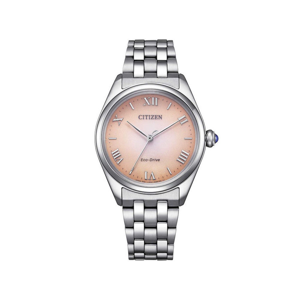 1 - Citizen Lady Eco Drive salmon bottom women's watch EM1140-80X steel case and bracelet