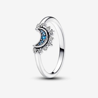 1 - Pandora Women's Blue Stone Moon Ring 192675C01-48 925 Sterling Silver with Blue Zirconia Size 8