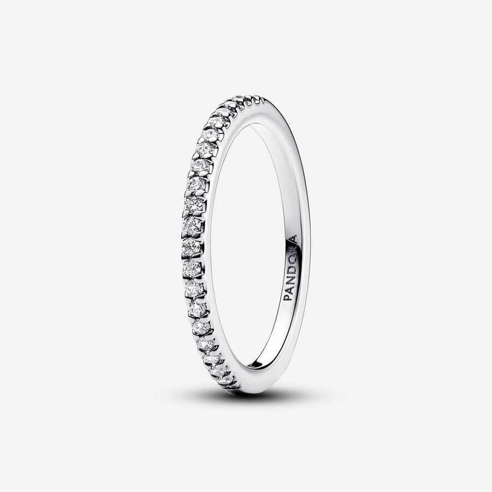 1 - Pandora Women's Thin Band Pavè Ring 192999C01-50 925 Sterling Silver with Zirconia Size 10