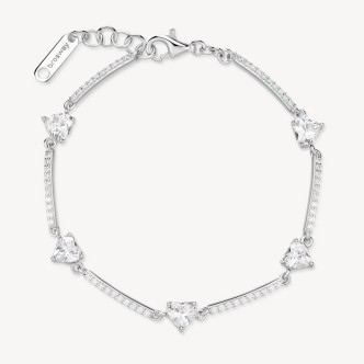 1 - Brosway Fancy Women's Tennis Bracelet 925 Silver FIW121 with White Zirconia and Hearts