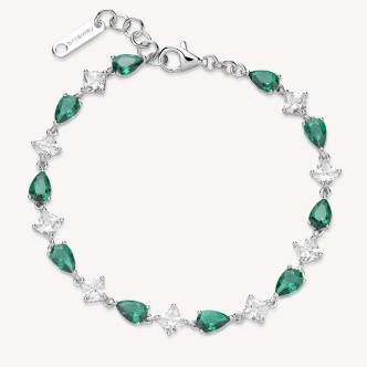 1 - Women's tennis bracelet Brosway Silver 925 Fancy FLG111 with white and green zirconia