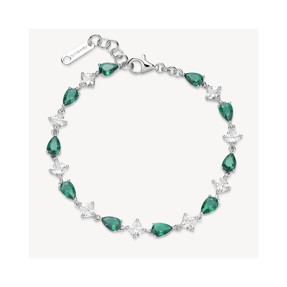 1 - Women's tennis bracelet Brosway Silver 925 Fancy FLG111 with white and green zirconia