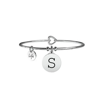 1 - Bracciale Kidult 231555S acciaio 316L ciondolo con lettera S e cristalli collezione Symbols