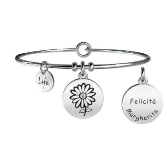 1 - Bracelet Kidult 231612 pendant with daisy in 316L steel with crystals collection Nature