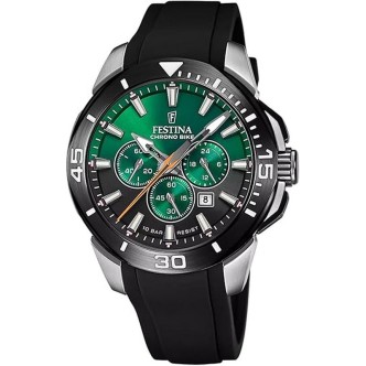 2 - Orologio uomo cronografo Festina Chrono Bike fondo verde e nero F20642/C cinturino silicone nero