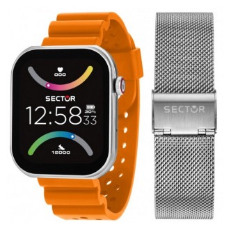 1 - Smartwatch uomo Sector S-03 arancione microfono speaker Bluetooth R3251295003 doppio cinturino