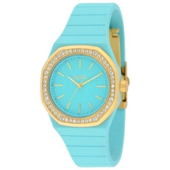 2 - Orologio donna solo tempo Liu Jo fondo azzurro index TLJ2382 cassa in acciaio e bracciale in silicone.