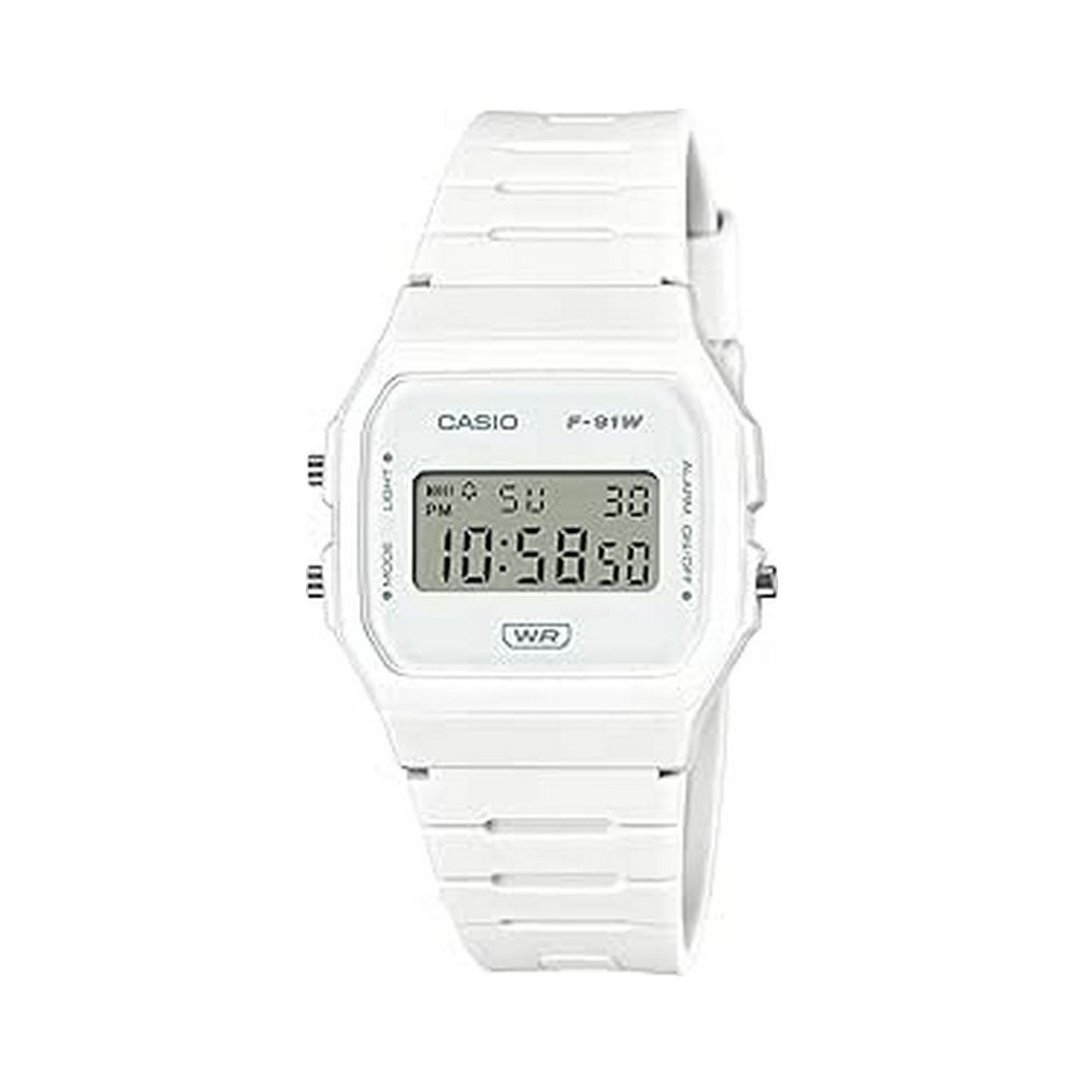 1 - Casio digital men's watch white F-91WB-7AEF resin case and strap