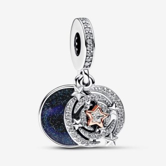 1 - Charm donna pendente cielo con stella cadente Pandora 782975C01 Argento 925 placcatura Oro 14Kt