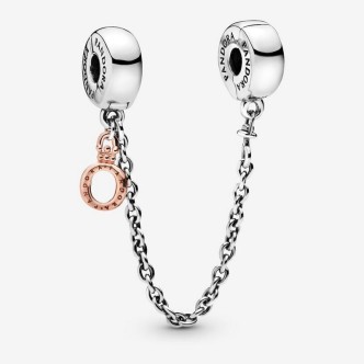 2 - Pandora Women's Crowned O Safety Chain 788313-05 925 Silver 14Kt Rose Gold Plated