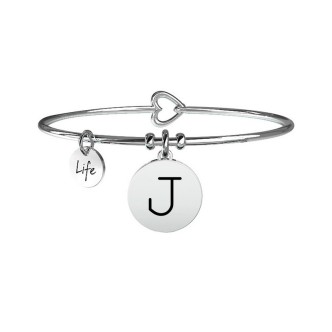 1 - Bracelet Kidult 231555J steel 316L pendant with letter J and crystals collection Symbols.