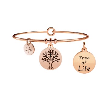 1 - Bracciale Kidult 731026 ciondolo con albero della vita in acciaio 316L PVD Oro Rosa collezione Nature