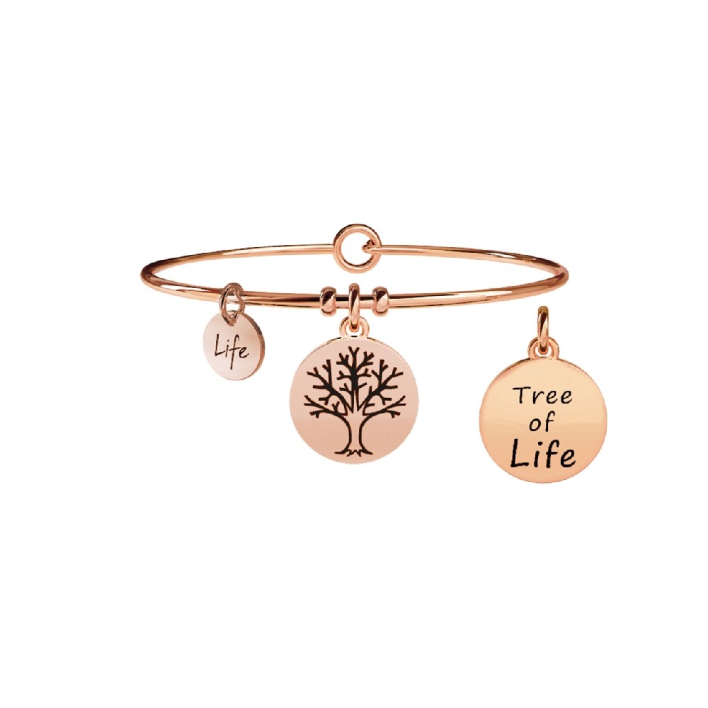 1 - Bracelet Kidult 731026 pendant with tree of life in 316L steel PVD Rose Gold Nature collection